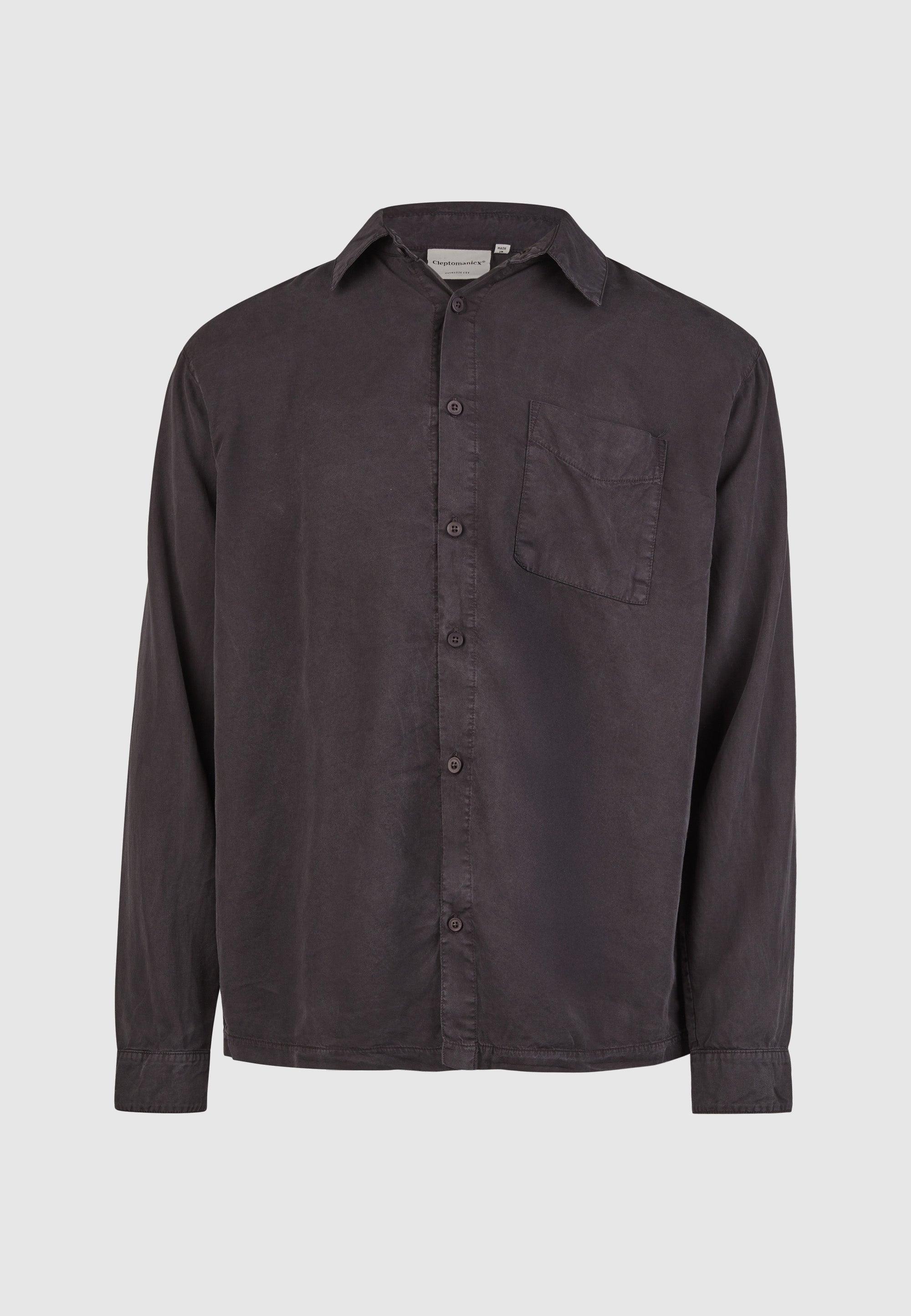 Cleptomanicx Blue Graphite Oversized Easy Shirt Hemd Herren grau